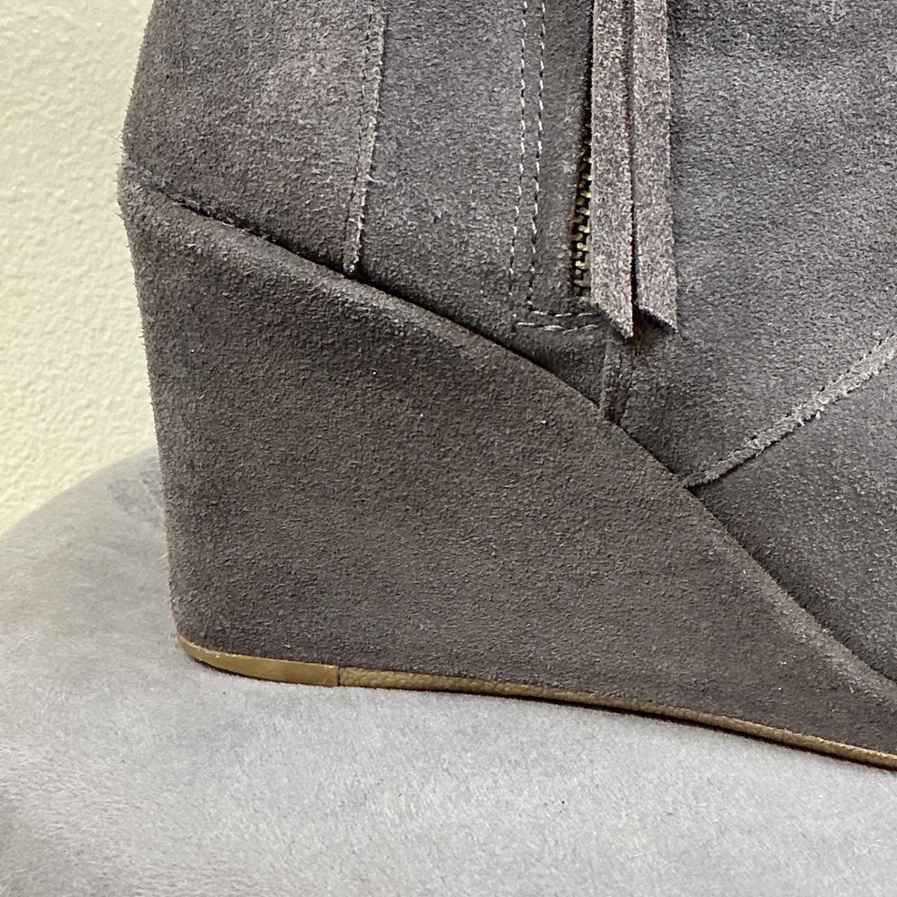 Women's Toms Nepal Side Zip Wedge Ankle Boots Booties Shoes Size 7.5 Gray‎ Suede - Picture 3 of 9